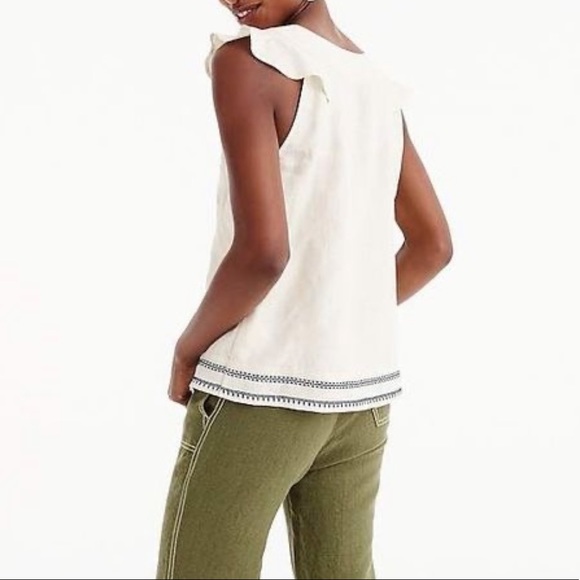 Point Sur J.Crew Embroidered Flutter Sleeve Blouse Sz S EUC - Picture 2 of 6